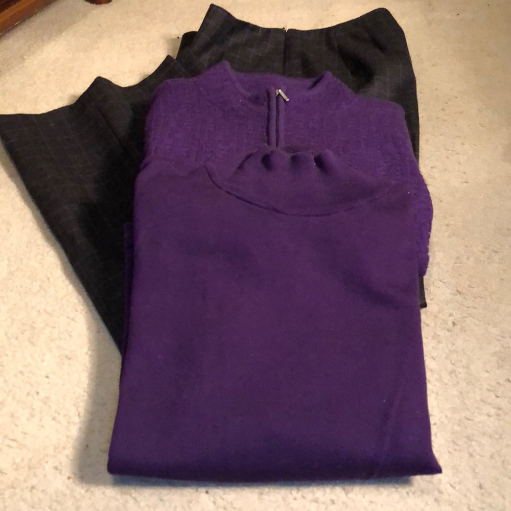 Wood lined pants and sweater set